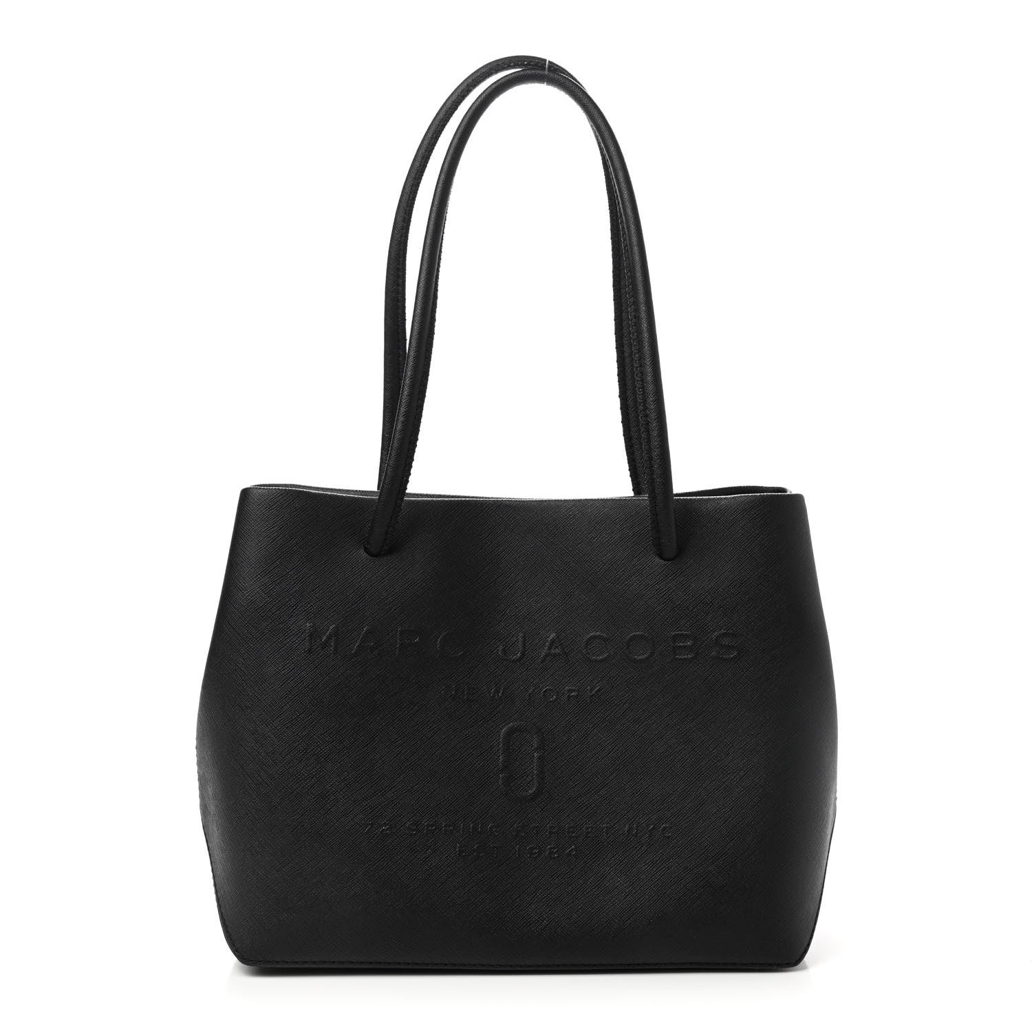 Marc Jacobs Calfskin Embossed Logo East West Shopper Tote Black 1 of 12