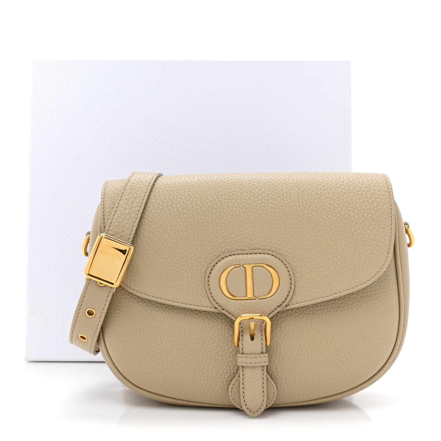 Grained Calfskin Medium Bobby Flap Beige