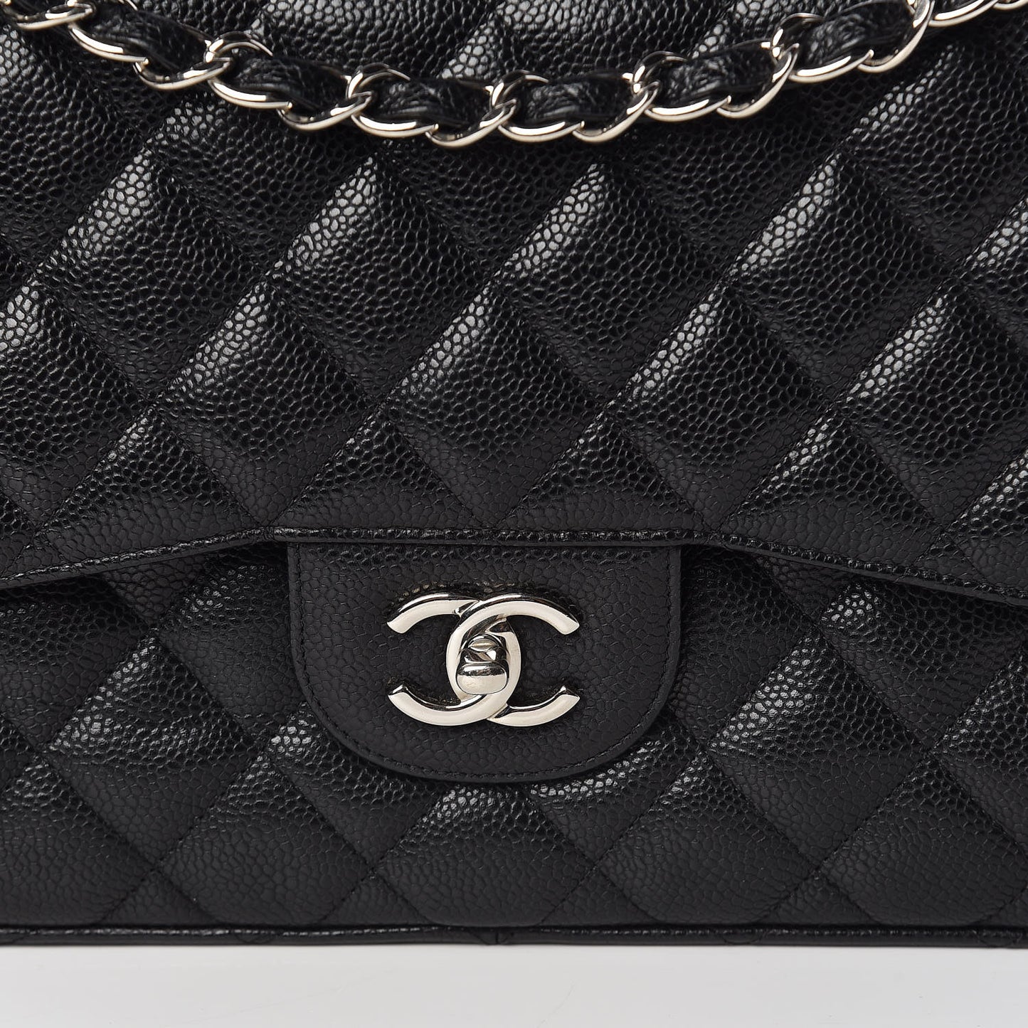 Caviar Quilted Jumbo Double Flap Black