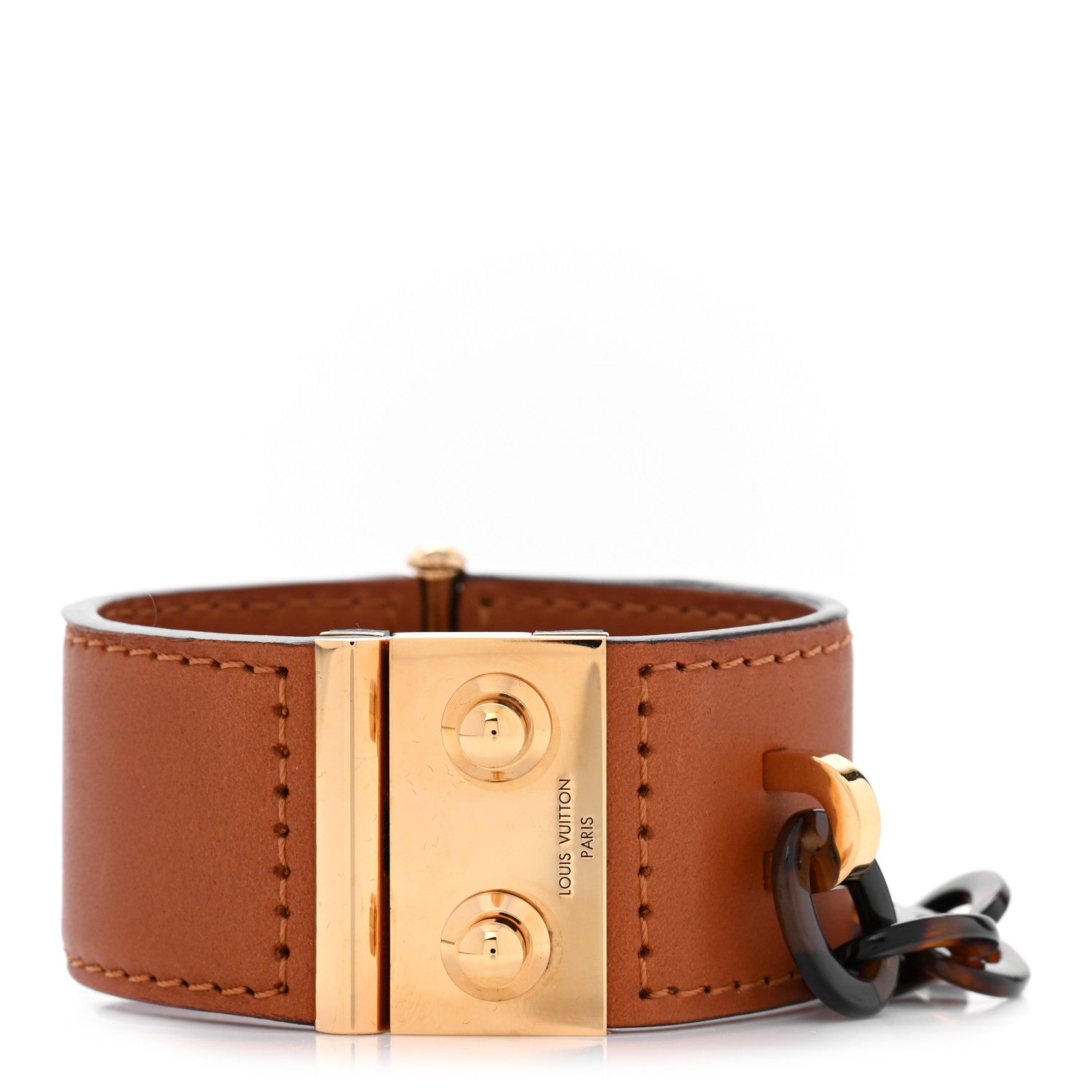 Louis Vuitton Calfskin Resin Lock Me Manchette Chain Cuff Gold Tortoise 1 of 6