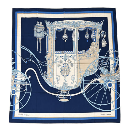 Hermes Cashmere Silk Coup De Gala Shawl 140 Marine Naturel Ciel 1 of 5