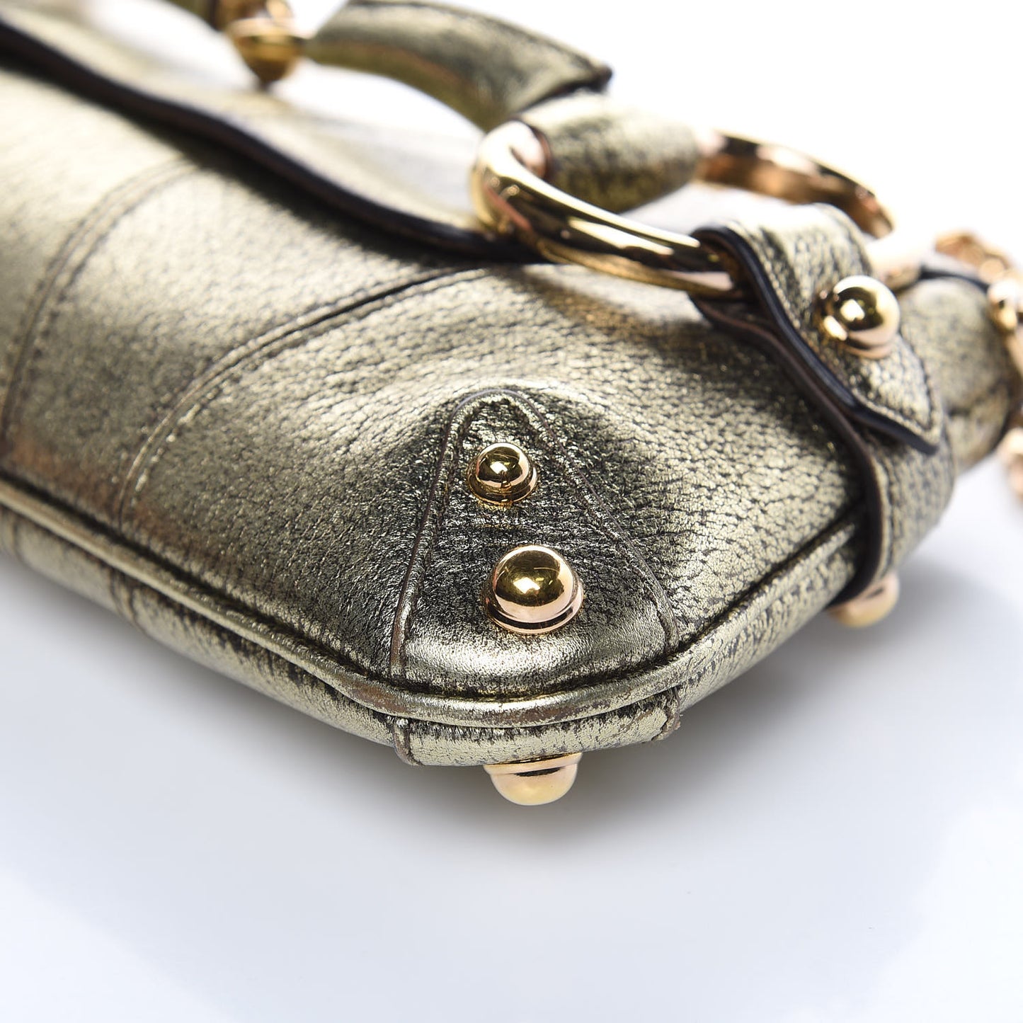 Calfskin Small Horsebit Chain Clutch Gold