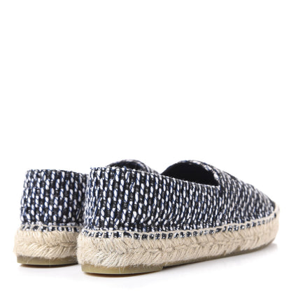 Chanel Tweed Grosgrain CC Espadrilles 36 Black Navy White 4 of 11