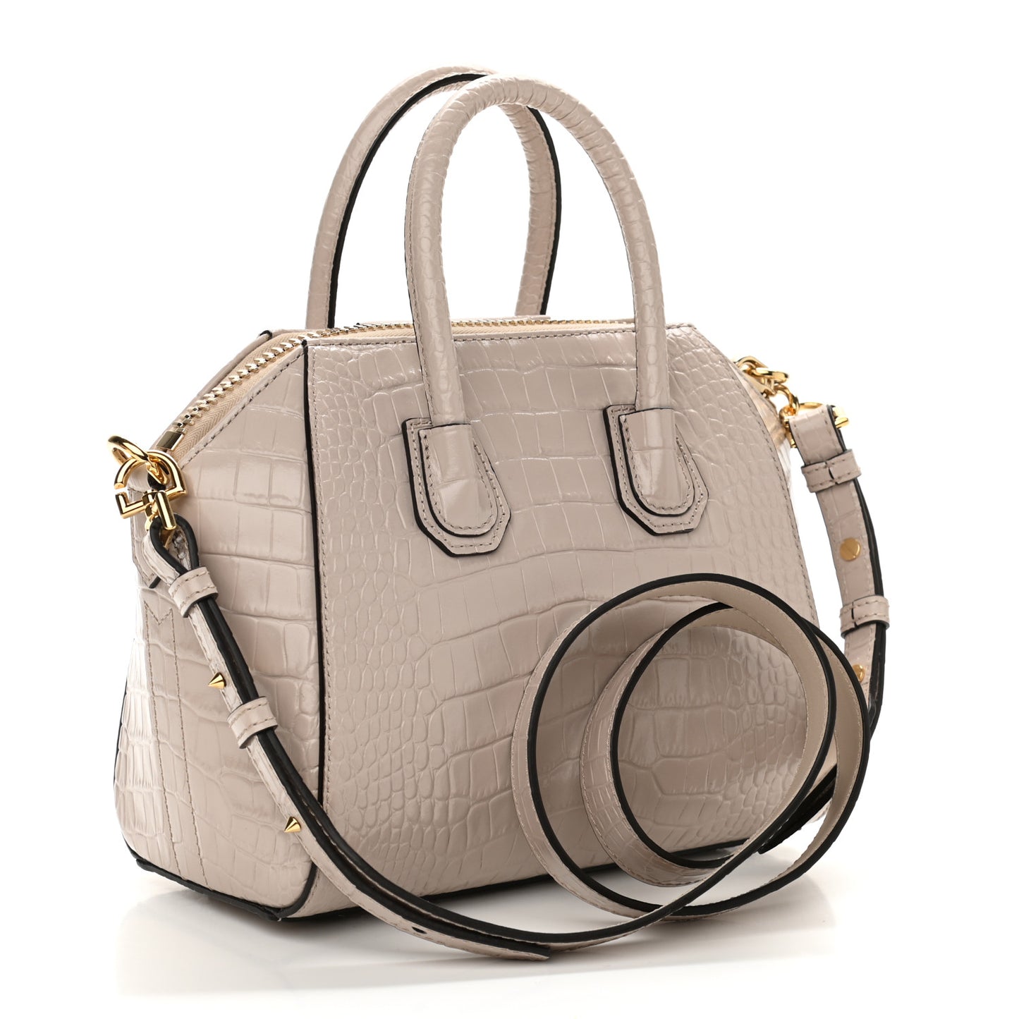 Calfskin Crocodile Embossed Mini Antigona Dune