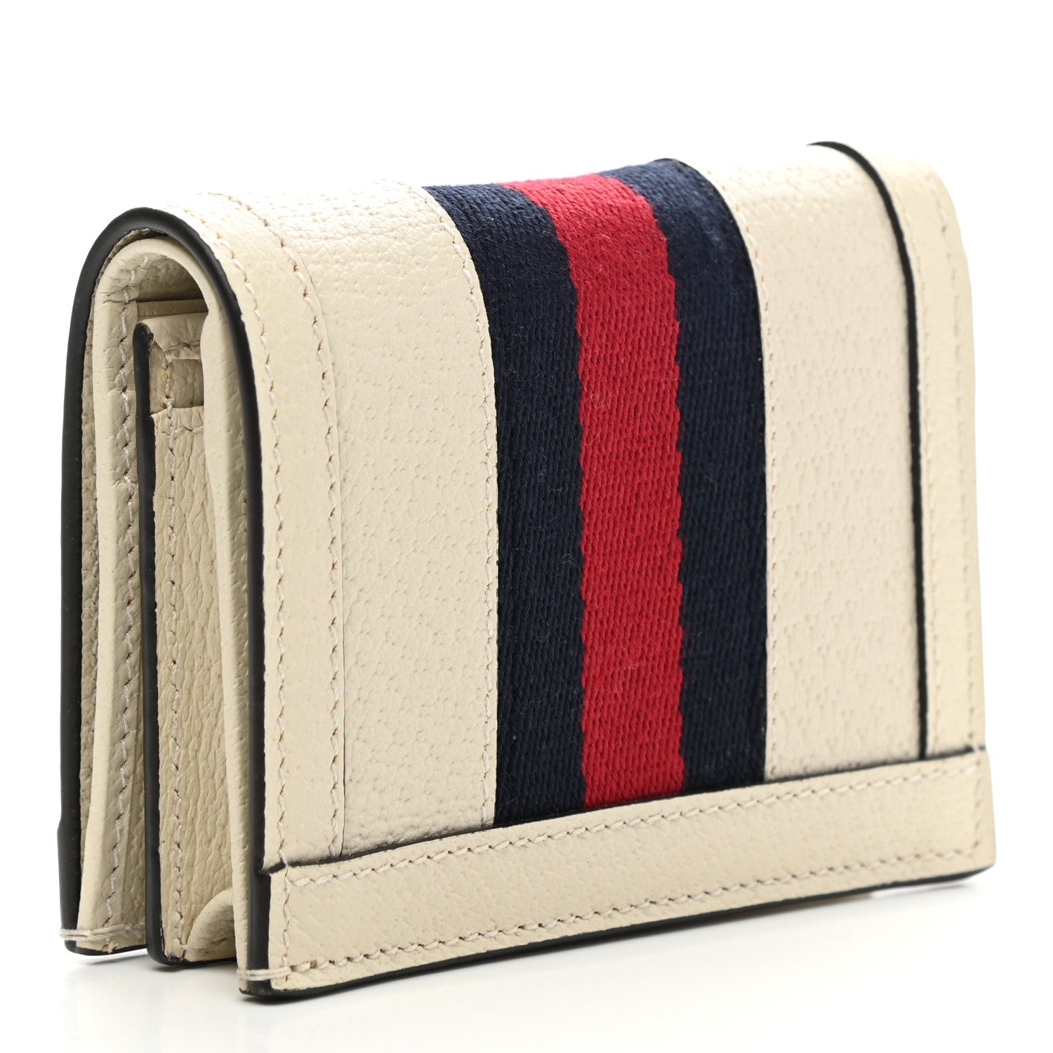 Gucci Textured Calfskin Web Ophidia Card Case Mystic White 3 of 9
