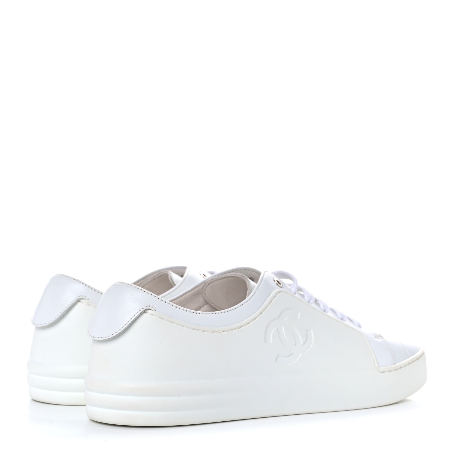 Chanel Calfskin Gum Womens CC Sneakers 39 White 4 of 7