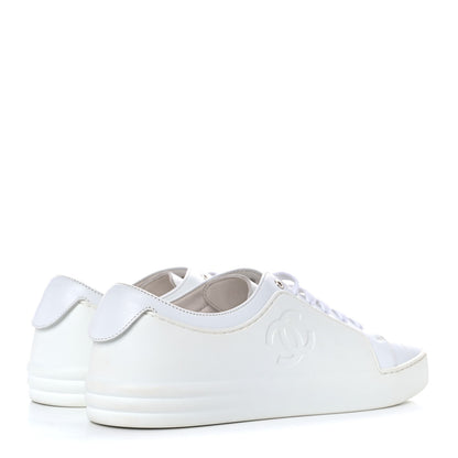 Chanel Calfskin Gum Womens CC Sneakers 39 White 4 of 7