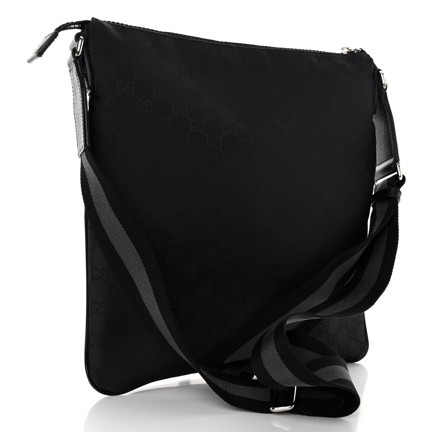Gucci Nylon Monogram Medium Flat Messenger Bag Black 3 of 10