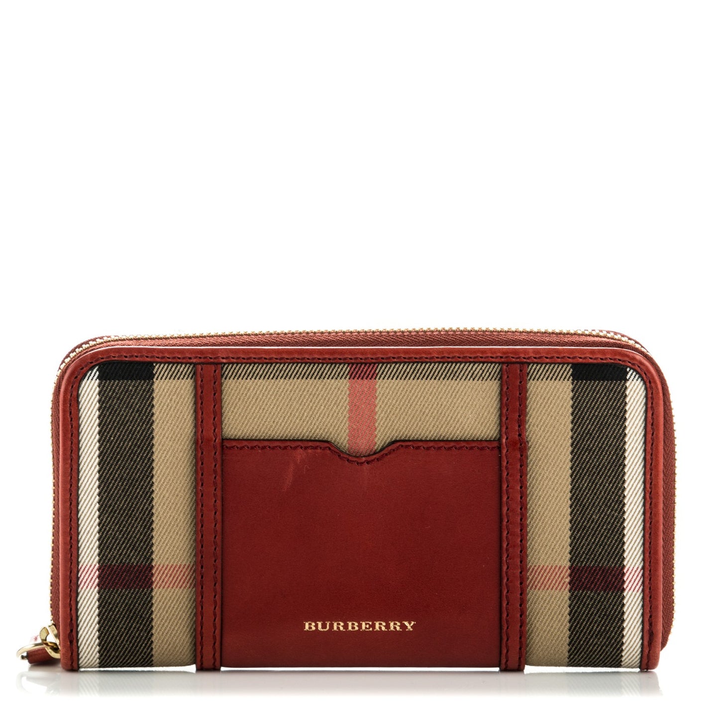 House Check Large Sartorial Ziggy Zip Around Wallet Military Red