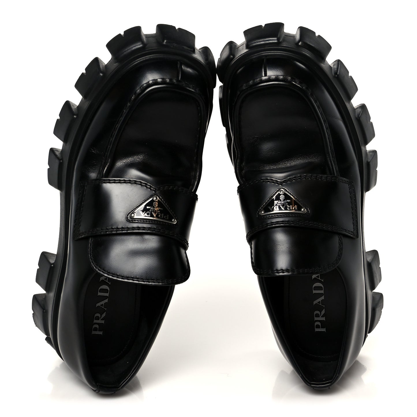 Spazzolato Rois Metal Triangle Logo Mens Monolith 60mm Loafers 8.5 Black