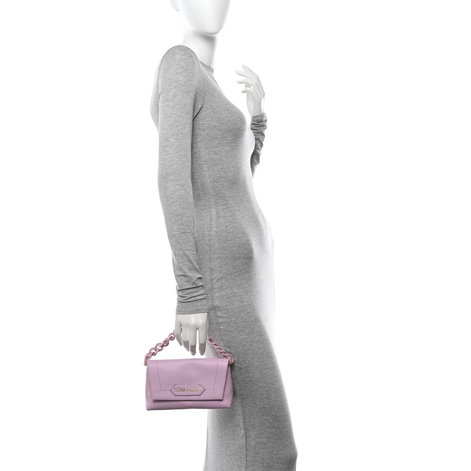Tom Ford Shiny Calfskin Mini Label Chain Shoulder Bag Lilac 2 of 10