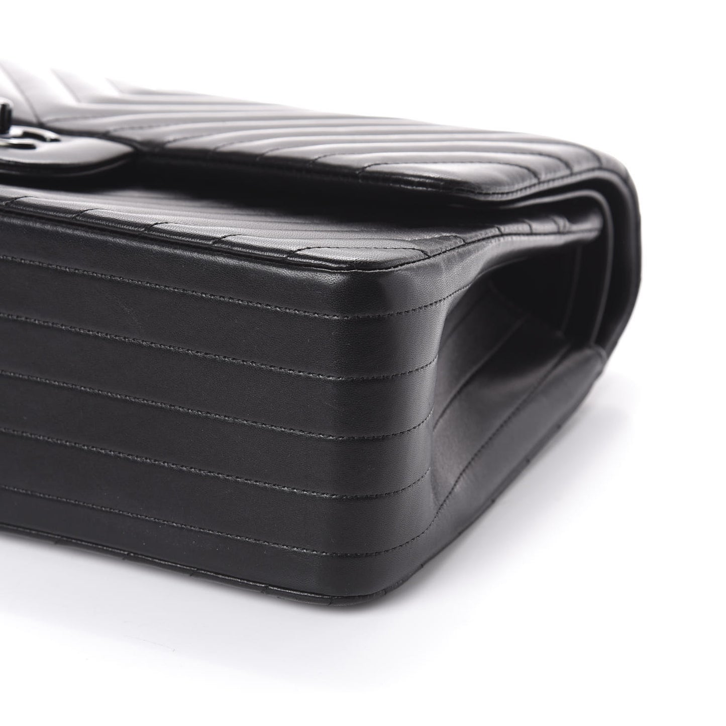 Lambskin Chevron Quilted Jumbo Double Flap So Black