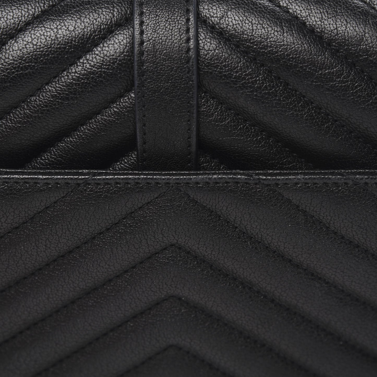 Sheepskin Matelasse Chevron Monogram Medium College Bag Black