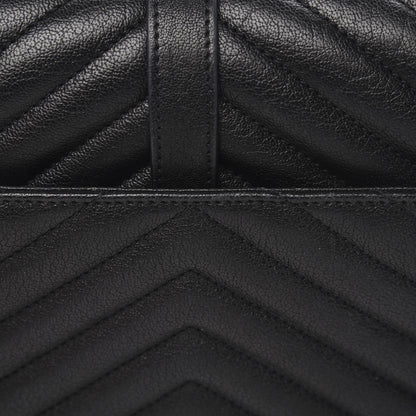 Saint Laurent Sheepskin Matelasse Chevron Monogram Medium College Bag Black 11 of 11