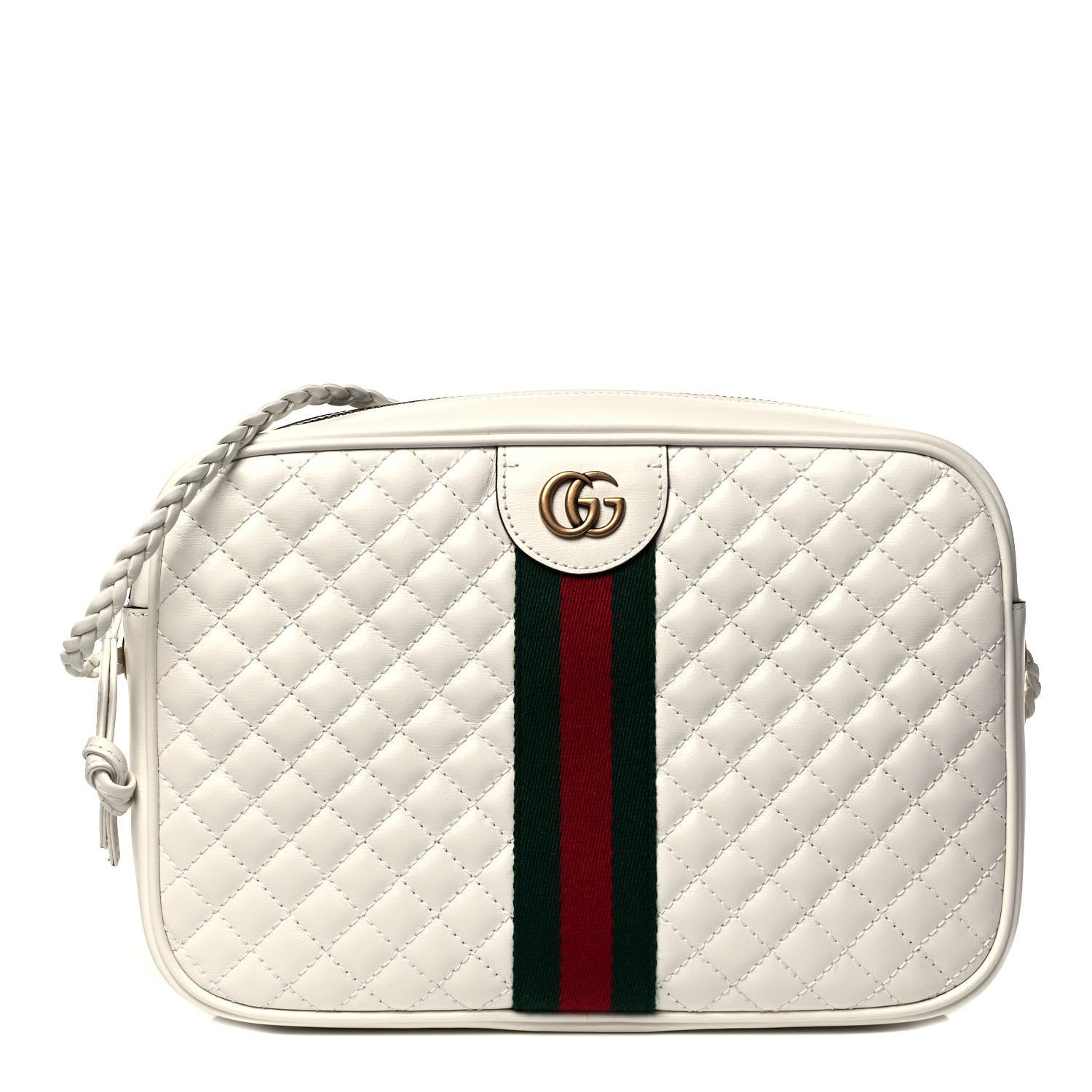 Gucci Calfskin Web Trapuntata Small Shoulder Bag Off White 1 of 9