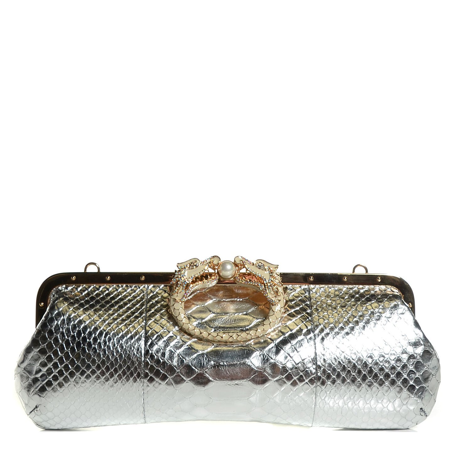 Python Tom Ford Dragon Clutch Silver