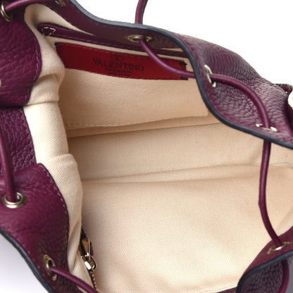 Valentino Garavani Alce Printed Calfskin Rockstud Bucket Bag Garnet 5 of 9