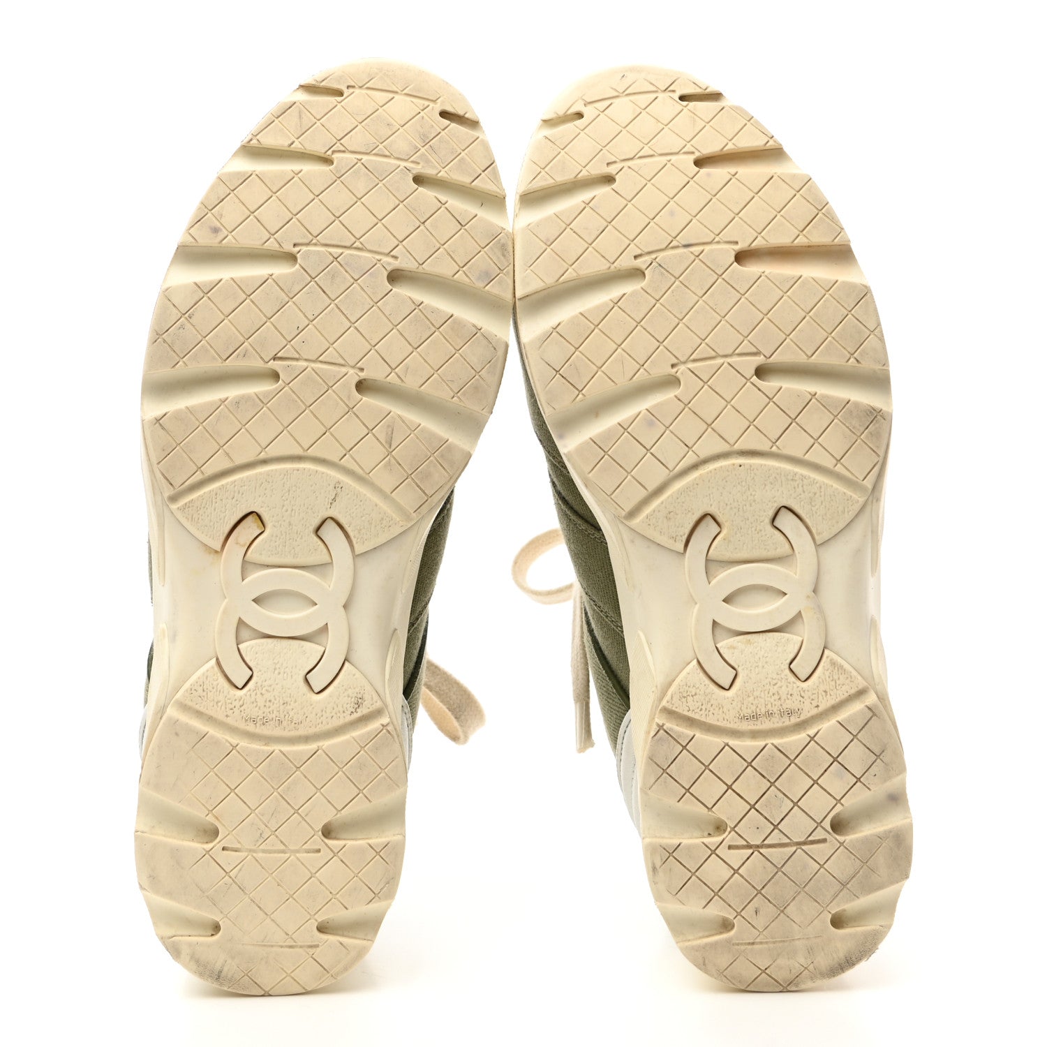 Chanel Canvas Womens Sneakers 37.5 Khaki 5 of 8