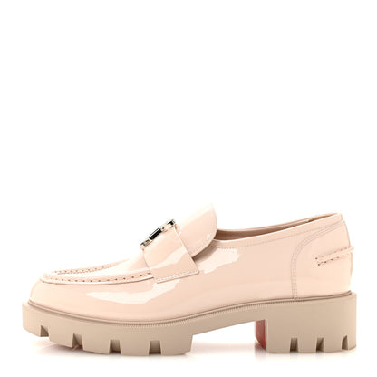 Christian Louboutin Patent Womens CL Moc Lug Flat Loafers 38.5 Leche 1 of 8