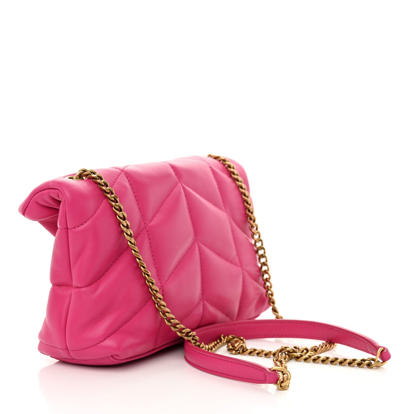 Lambskin Quilted Toy Loulou Puffer Monogram Chain Satchel Bubblegum