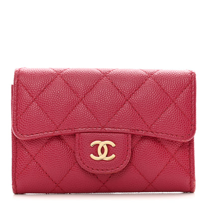 Chanel Caviar Quilted Flap Card Holder Wallet Dark Pink 1 of 12