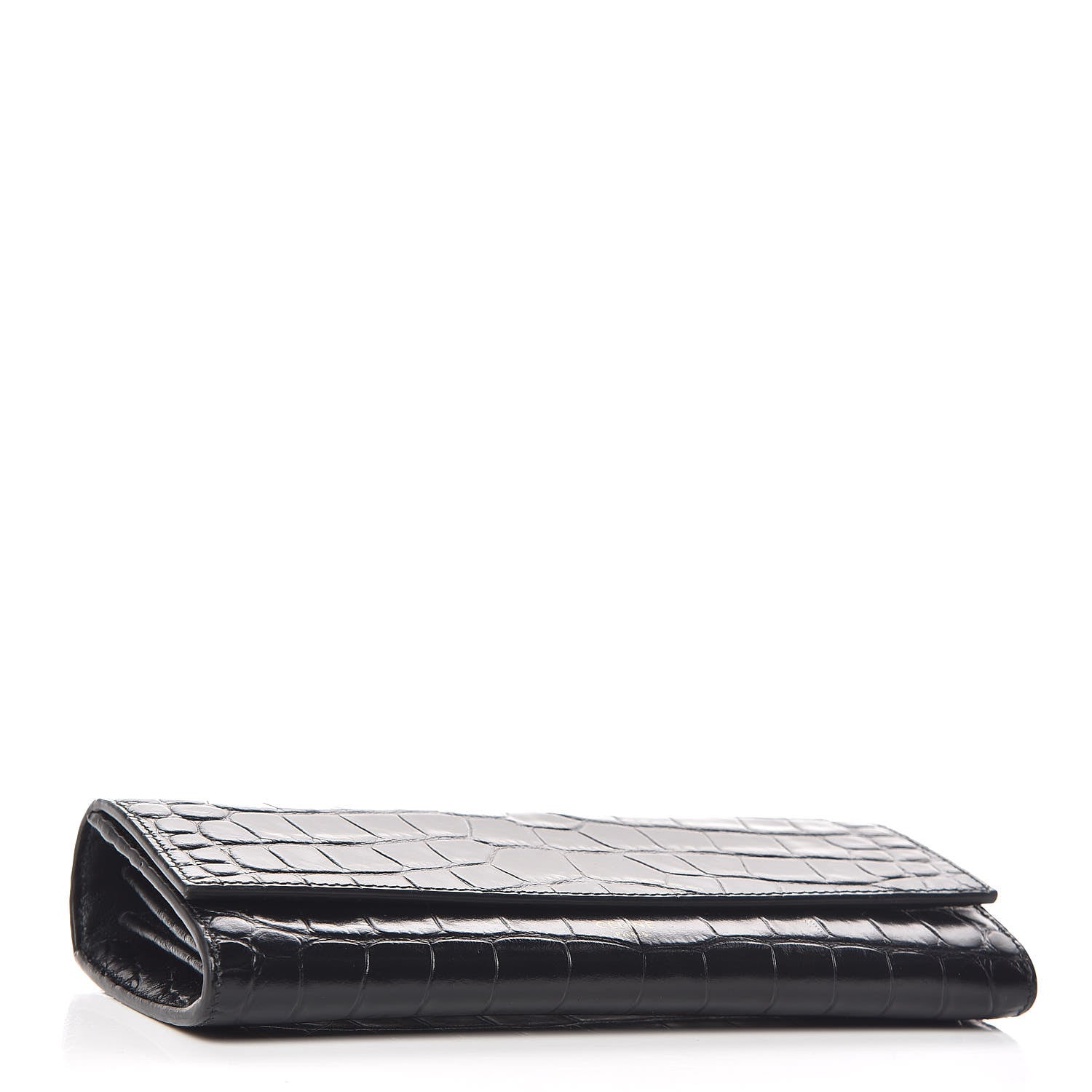 Celine Crocodile Embossed Calfskin Large Flap Wallet Black 4 of 8
