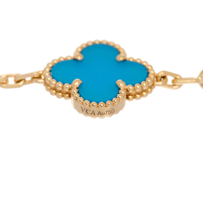 Van Cleef & Arpels 18K Yellow Gold Blue Agate 5 Motifs Vintage Alhambra Bracelet 5 of 5