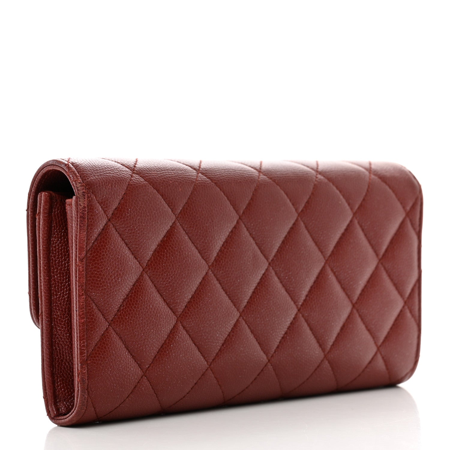 Chanel Iridescent Caviar Quilted Long Gusset Flap Wallet Red 3 of 11