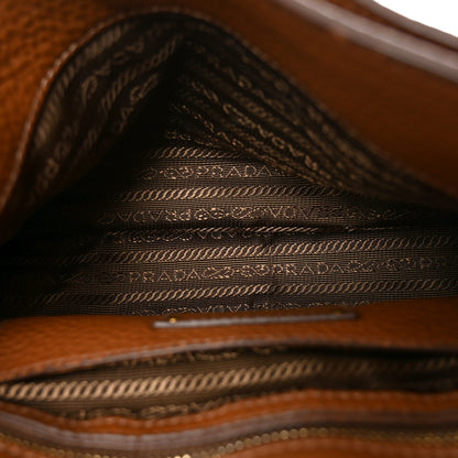 Prada Vitello Daino Double Buckle Messenger Bag Brown 5 of 10