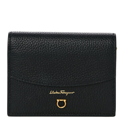 Salvatore Ferragamo Grained Calfskin Gancini Wallet Black 1 of 10