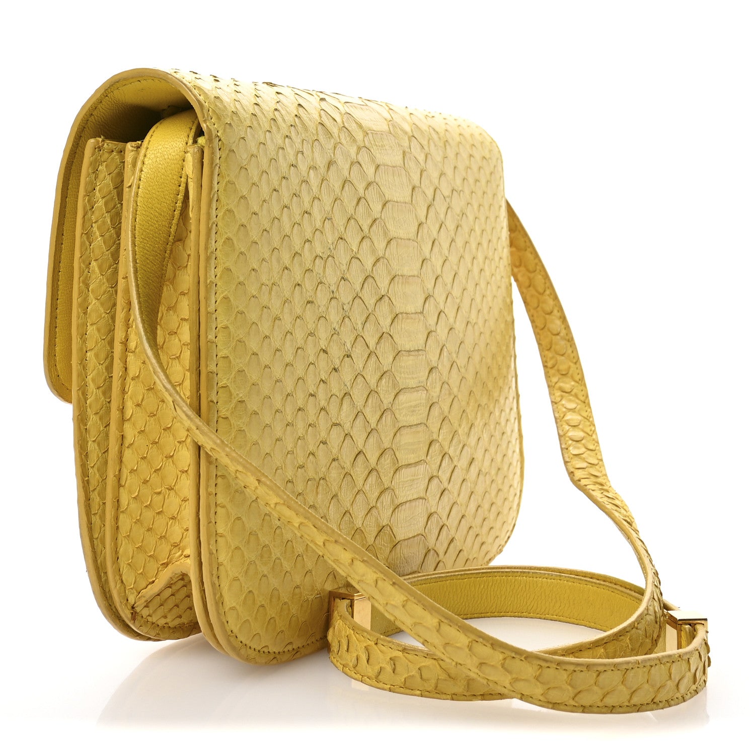 Celine Snakeskin Medium Classic Box Yellow 3 of 13