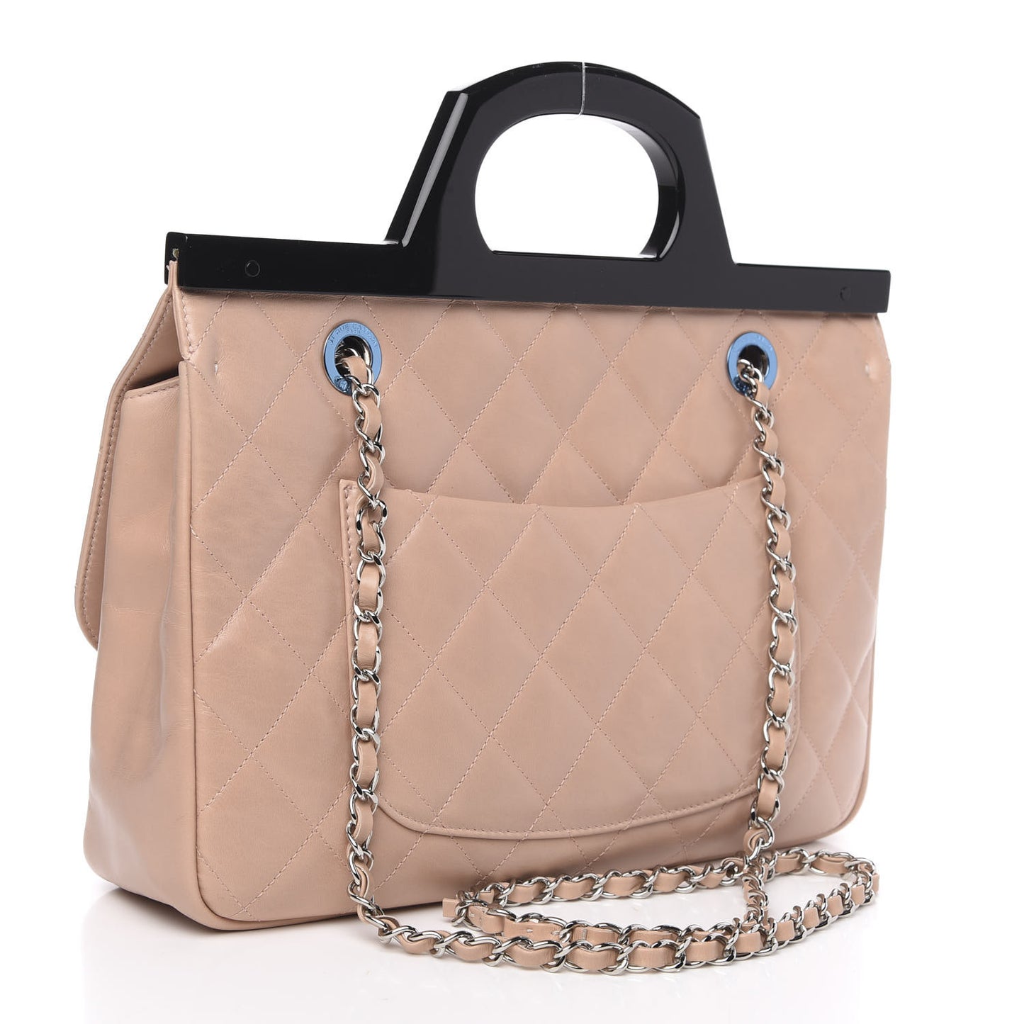 Glazed Calfskin Quilted Small CC Delivery Tote Light Pink