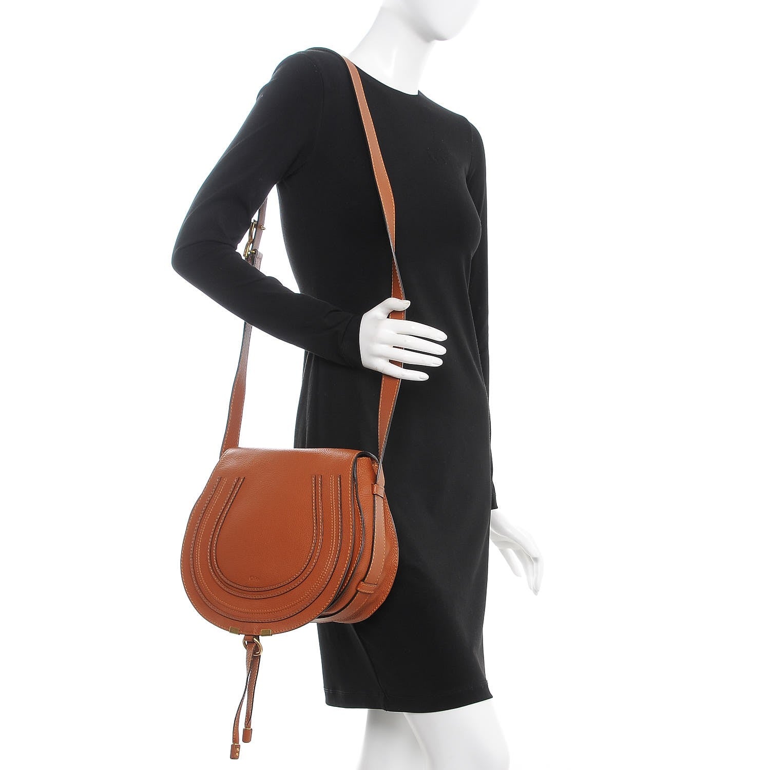 Chloe Calfskin Medium Marcie Round Crossbody Bag Tan 2 of 11