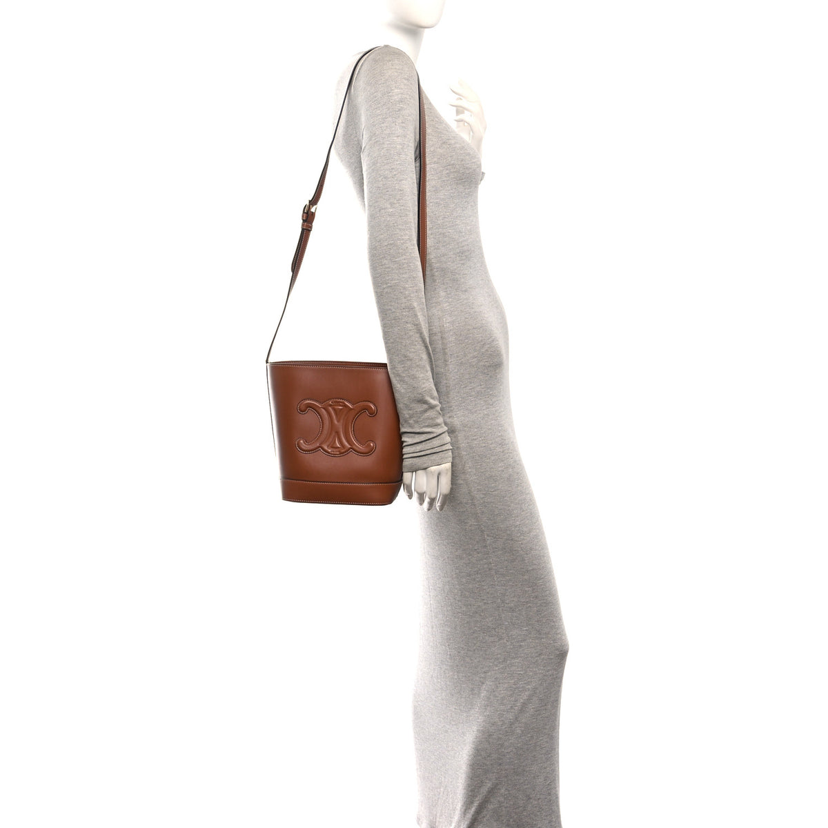 Smooth Calfskin Small Cuir Triomphe Bucket Bag Tan