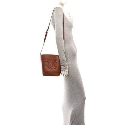 Celine Smooth Calfskin Small Cuir Triomphe Bucket Bag Tan 2 of 10