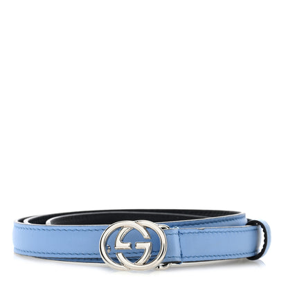 Gucci Moon Calfskin Nickel Interlocking G 20mm Belt 85 34 Porcelain Light Blue 1 of 6