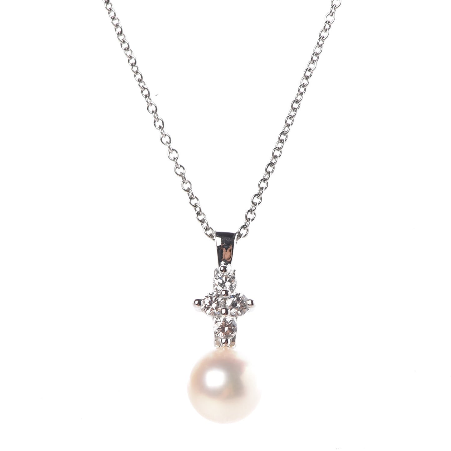 Platinum Pearl Diamond Pendant Necklace
