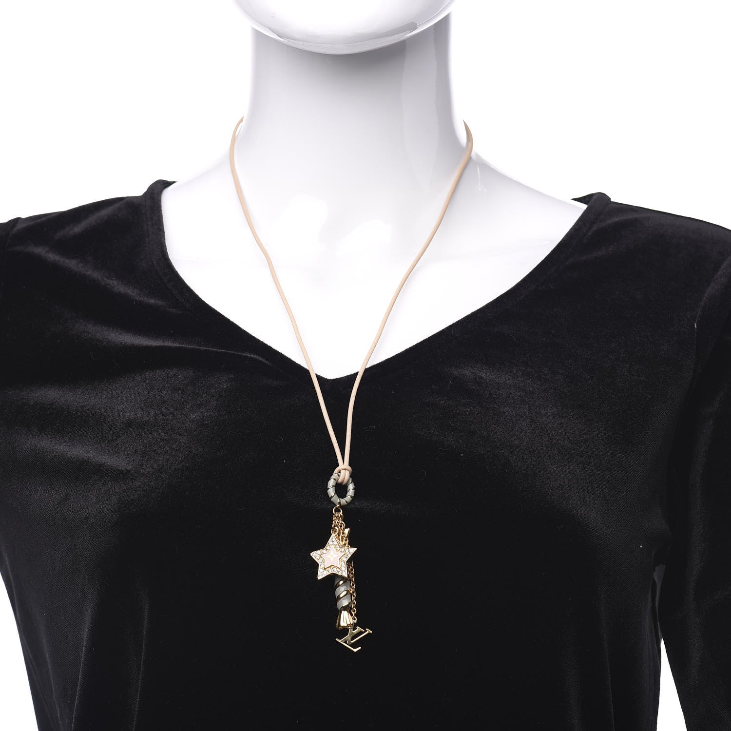 Louis Vuitton Crystal Enamel Candy Star Charm Necklace Gold Multicolor 2 of 4