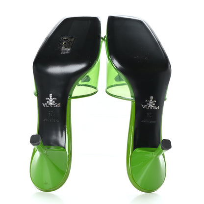 Prada Plexiglass Vernice Metal Triangle Logo 65mm Slide Sandals 38 Mela 5 of 7