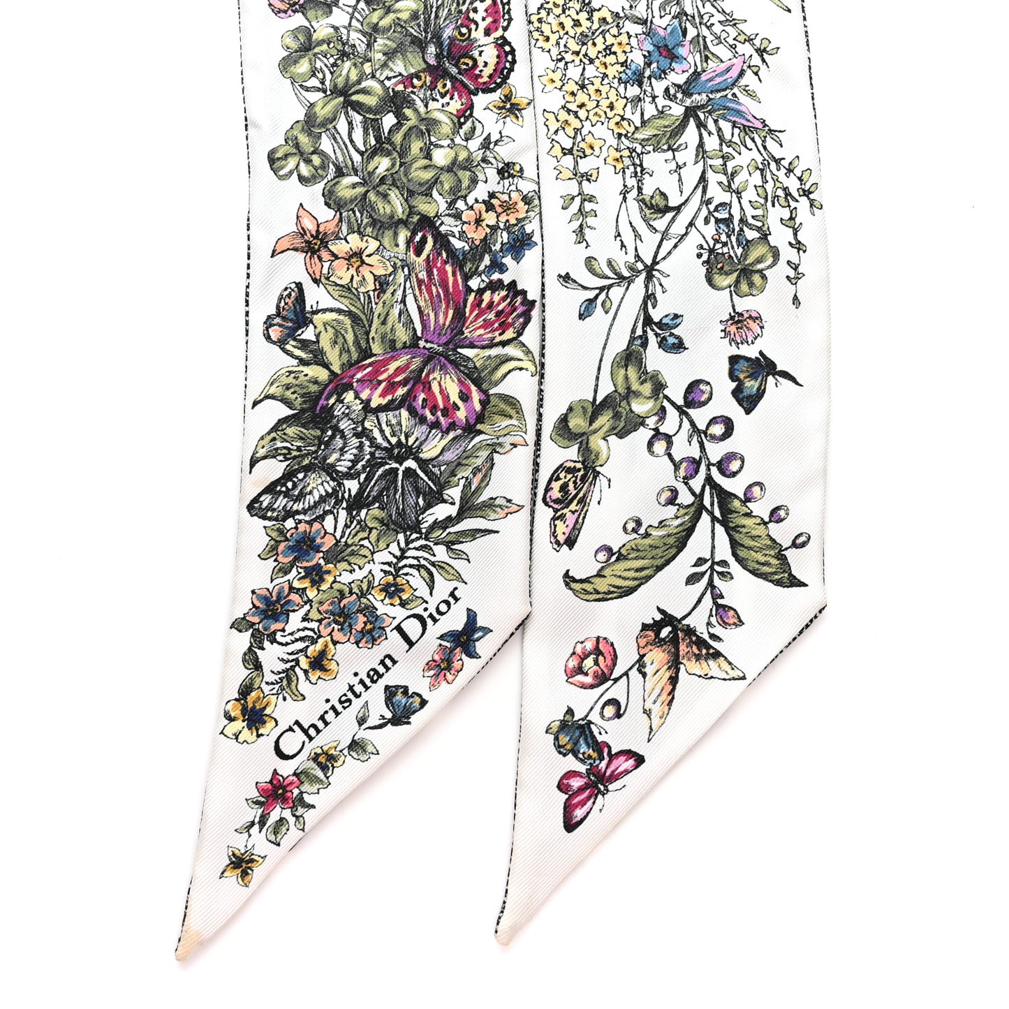 Silk Twill D-Floral Mitzah Scarf Black White Multicolor