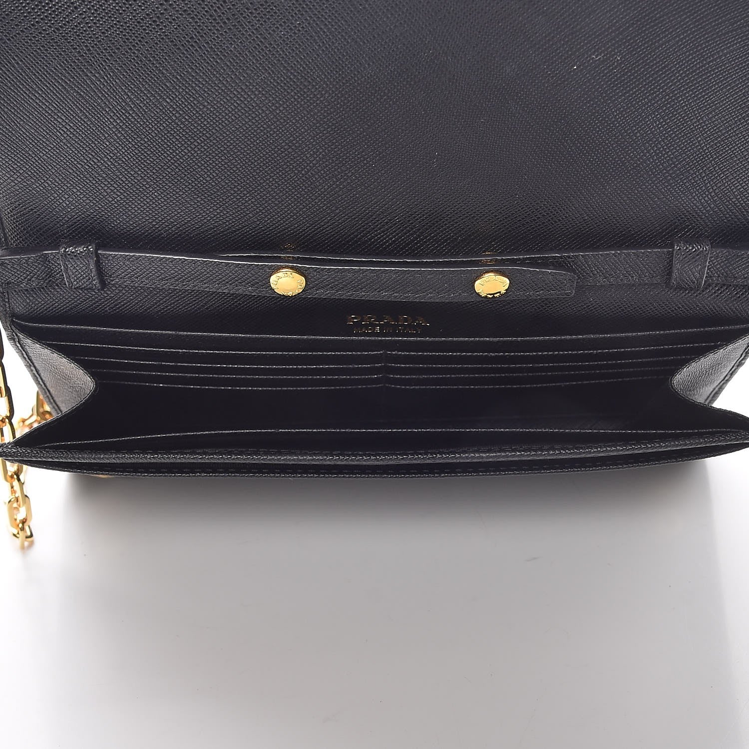 Prada Saffiano Metal Large Chain Wallet Black 5 of 9