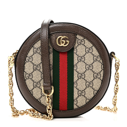 Gucci GG Supreme Monogram Web Mini Ophidia Round Shoulder Bag Brown 1 of 10