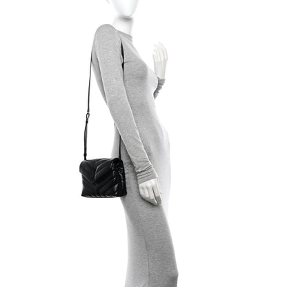 Saint Laurent Calfskin Y Quilted Monogram Monochrome Toy Loulou Crossbody Bag Black 2 of 10