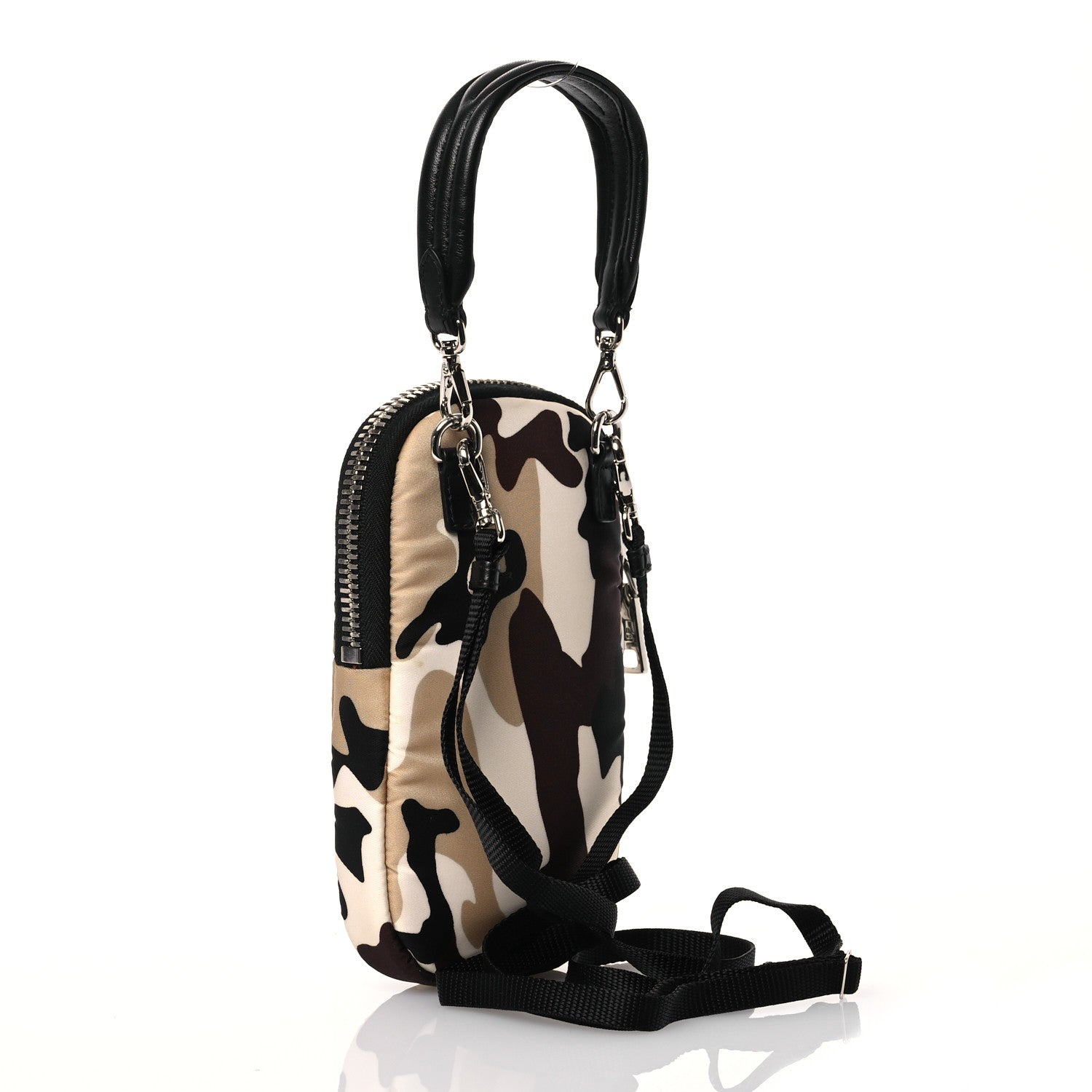 Prada Tessuto Nylon Camouflage Pocket Mini Bag Sabbia Black 3 of 10