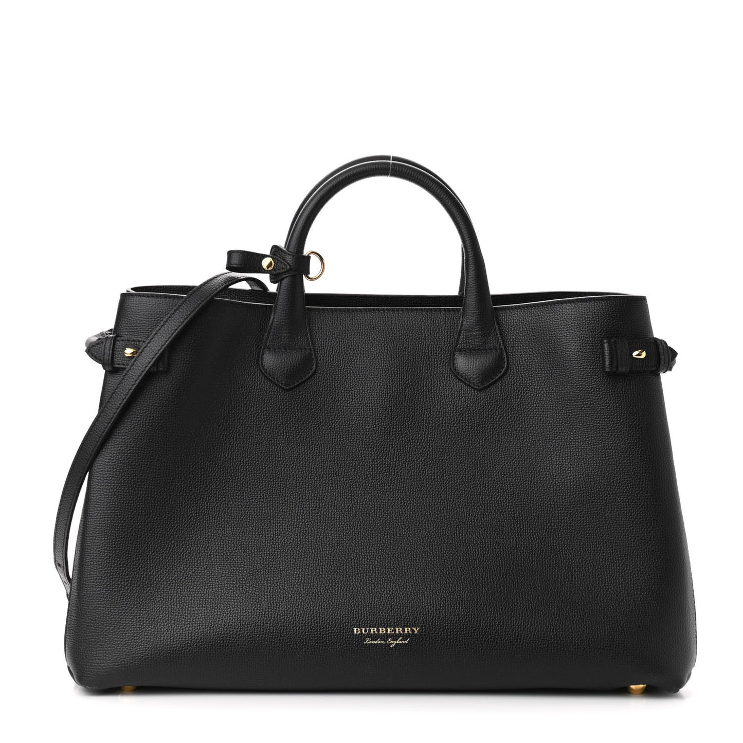 Grainy Calfskin House Check Large Banner Tote Black