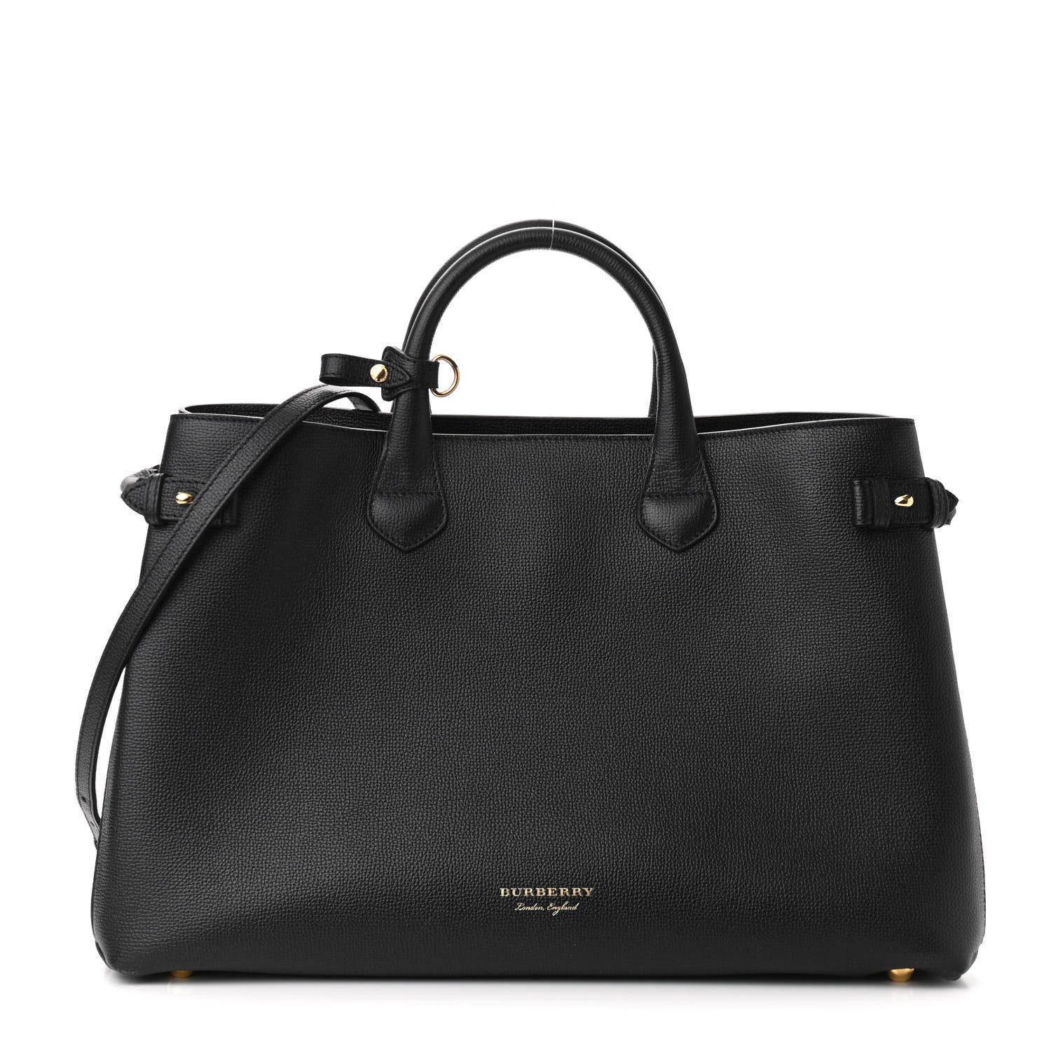 Burberry Grainy Calfskin House Check Large Banner Tote Black 1 of 11
