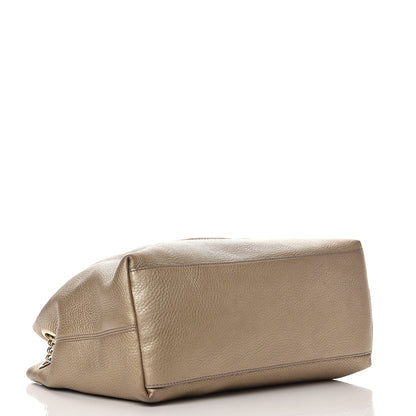 Gucci Metallic Pebbled Calfskin Medium Soho Chain Shoulder Bag Golden Beige 4 of 13