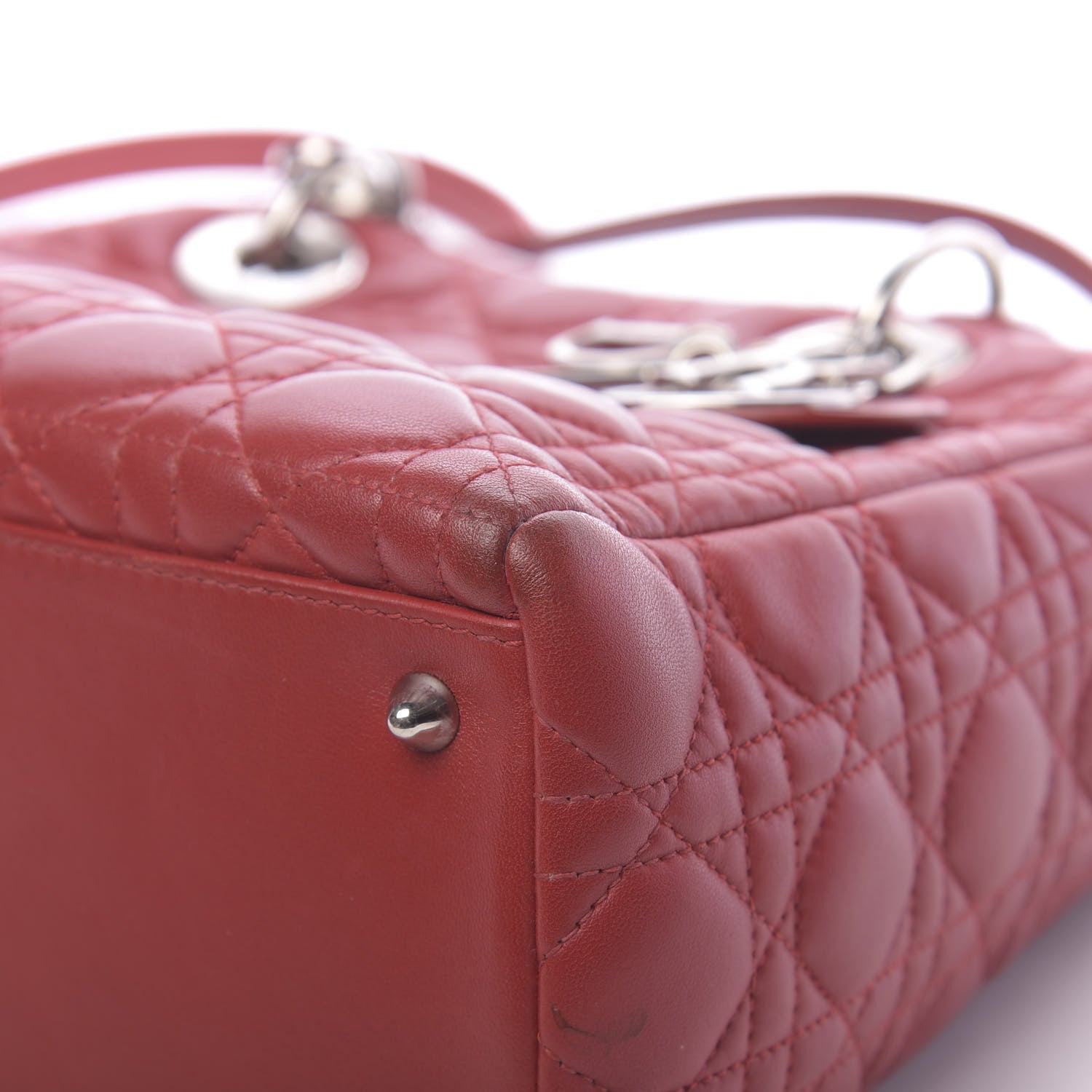 Christian Dior Lambskin Cannage Medium Lady Dior Red 13 of 15