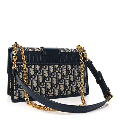 Christian Dior Oblique 30 Montaigne Chain Flap Bag Blue 3 of 10
