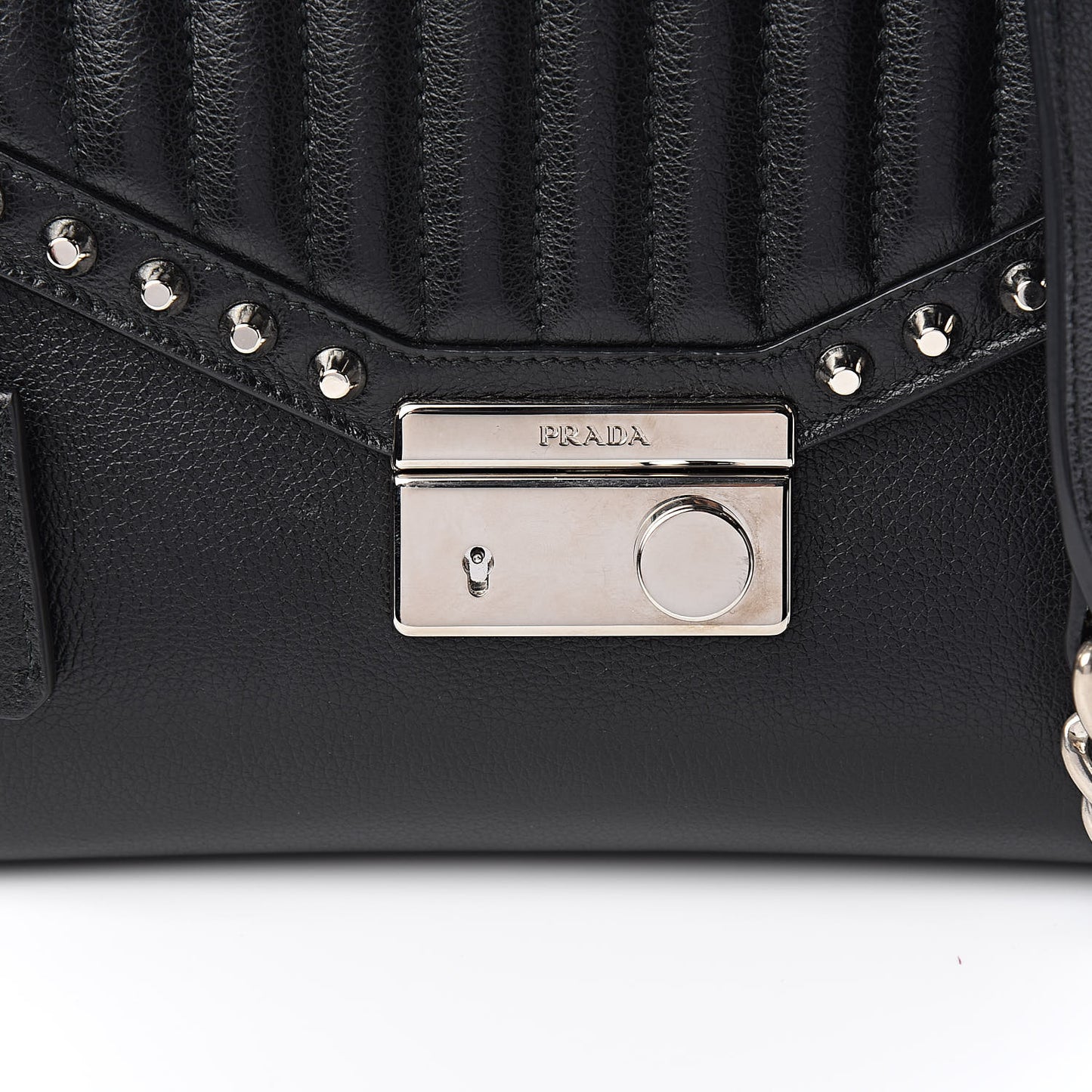 Glace Calfskin Studded Sound Flap Crossbody Shoulder Bag Black